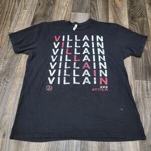 Attila T-shirt‎ Size Large Black Red Crossword Metal Core Band Tee